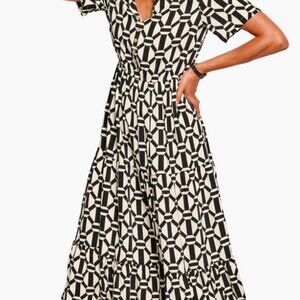 Johnson & Murphy NWT Medium Geometric Black and White Dress